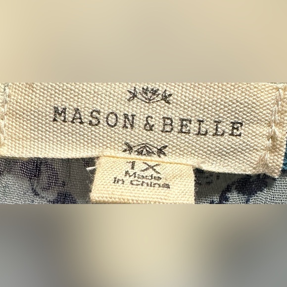 MASON & BELLE size 1X, green floral, 3/4 length sleeves, open front, cardigan. - Picture 4 of 5